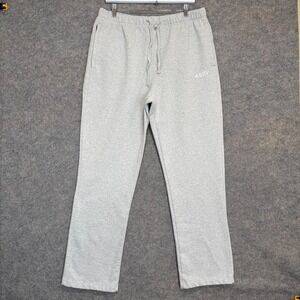 ASRV Sweatpants Mens Large Fleece Korean Text Endless Pursuit Drawstring Gray